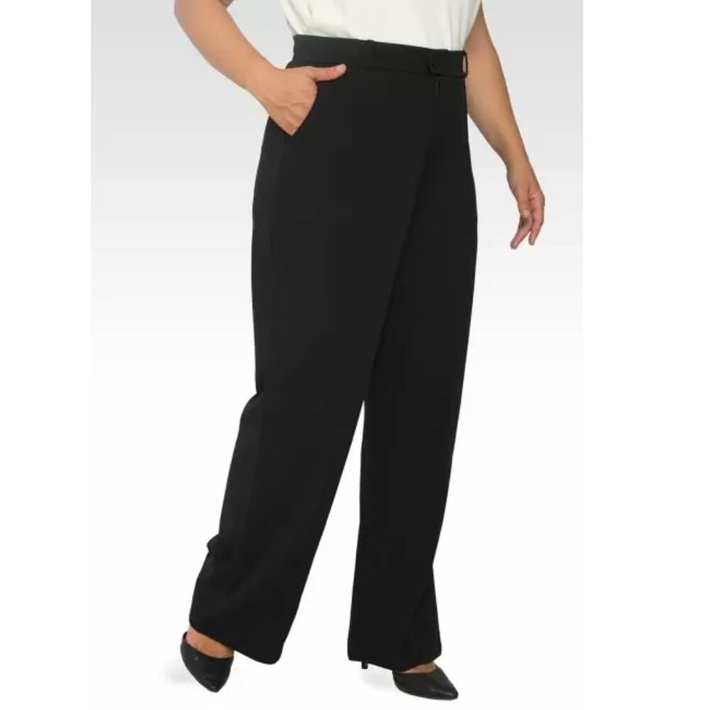 Standards & Practices Erica Pintuck Crepe Wide Leg Trouser Dress Pants, Plus 22